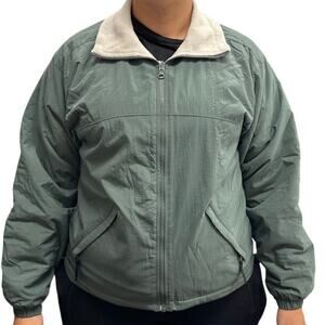 Columbia Core Interchange Jacket Womens Small Green Fleece Lined Zip Up Coat